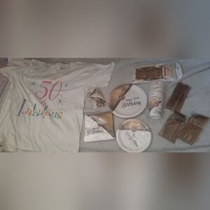 50 & Fabulous Birthday T-Shirt and Party Supplies